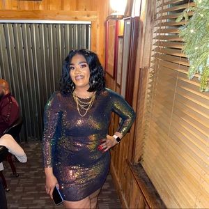 Bedazzled dress fits L/XL only worn ONCE for my birthday